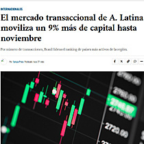 El mercado transaccional de A. Latina moviliza un 9% ms de capital hasta noviembre